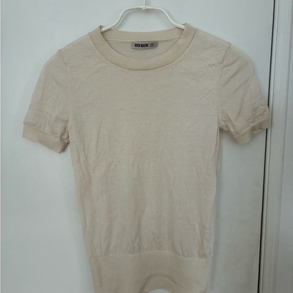 Buck Mason Beige Short Sleeve Merino/silk Tee